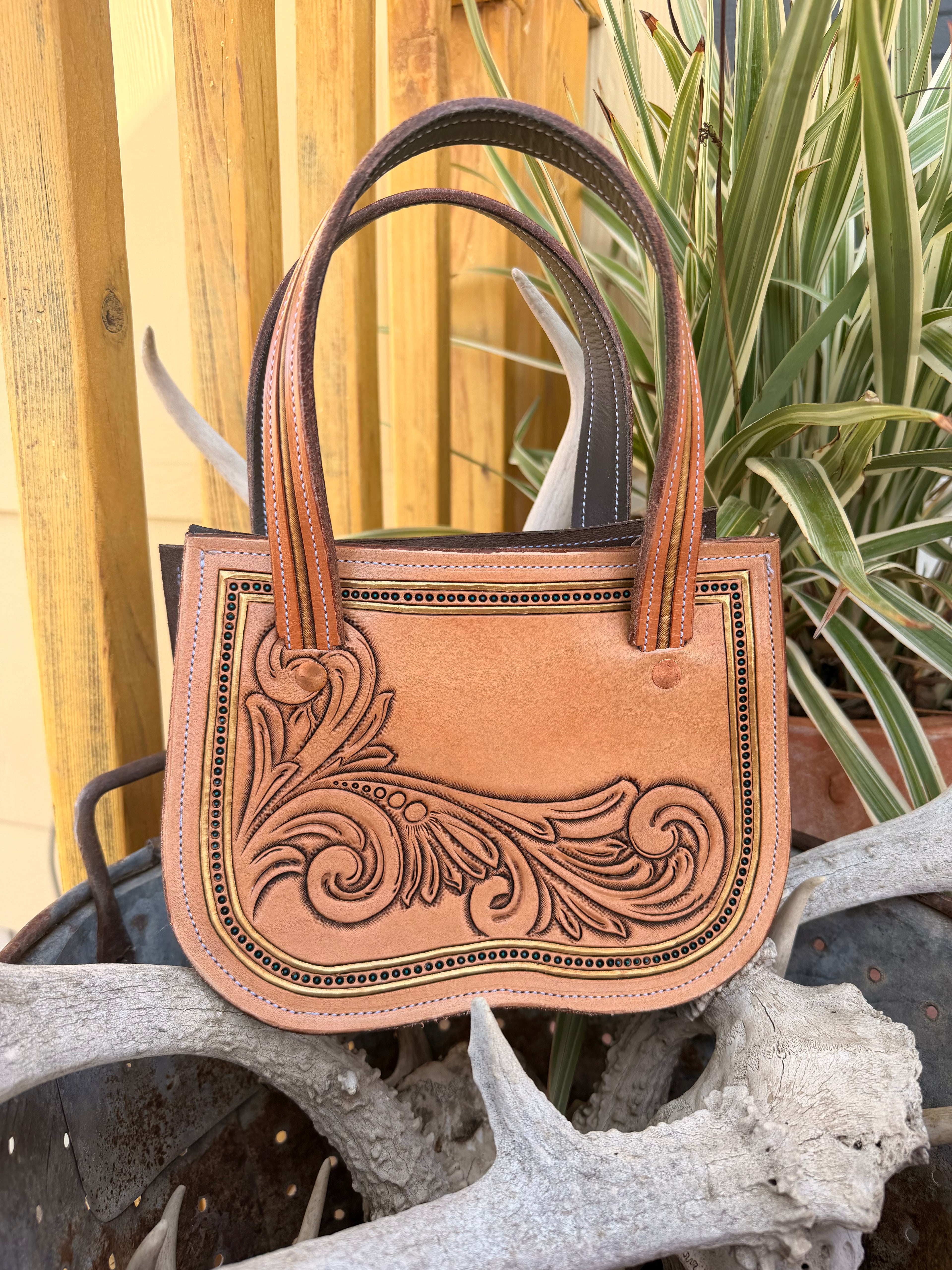 Turquoise & Gold Scroll Purse