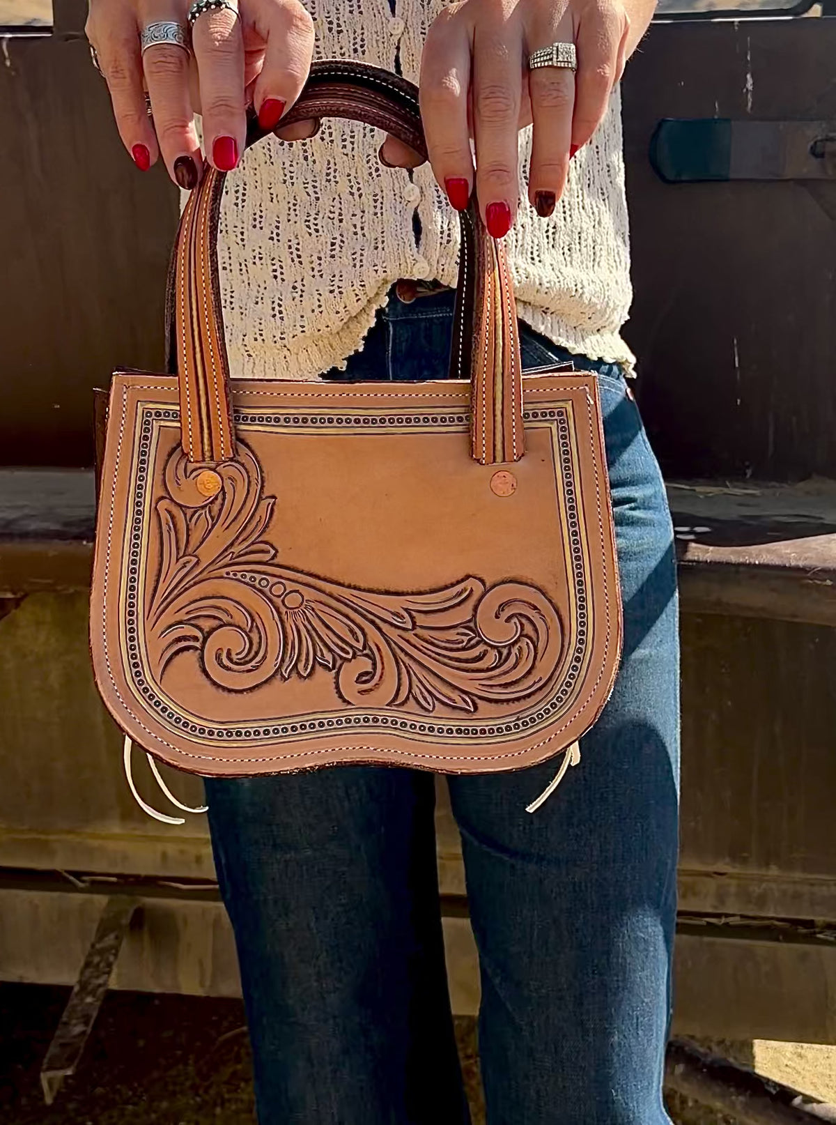Turquoise & Gold Scroll Purse